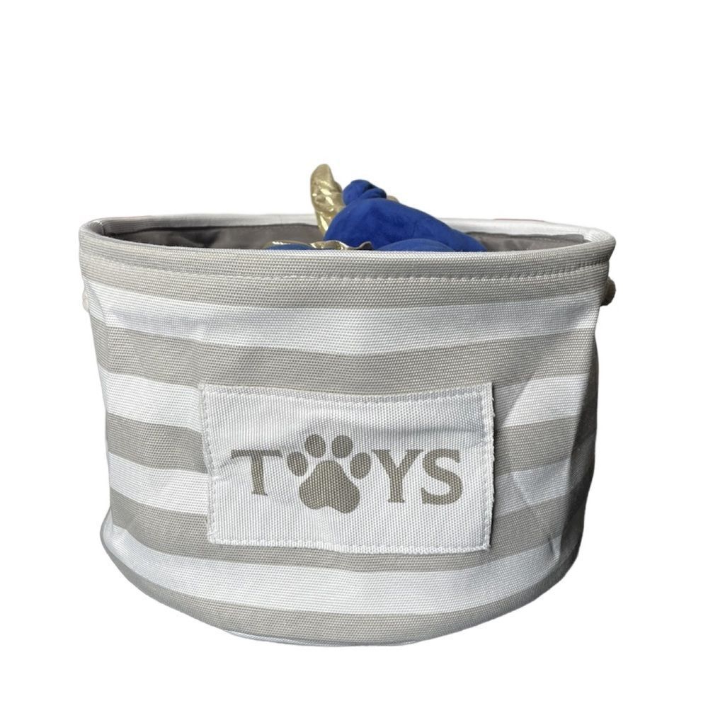 Dog’s *NEW* Light Gray & White Toy Basket w/Rope Handles (For Small Dogs) - Picture 4 of 10